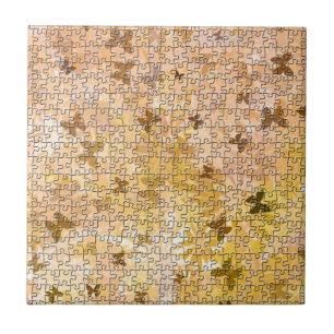 Puzzle Butterflies and Daisies-Browns by STaylor Tile