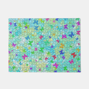 Puzzle Butterflies and Daisies-Colourful by STaylo Doormat
