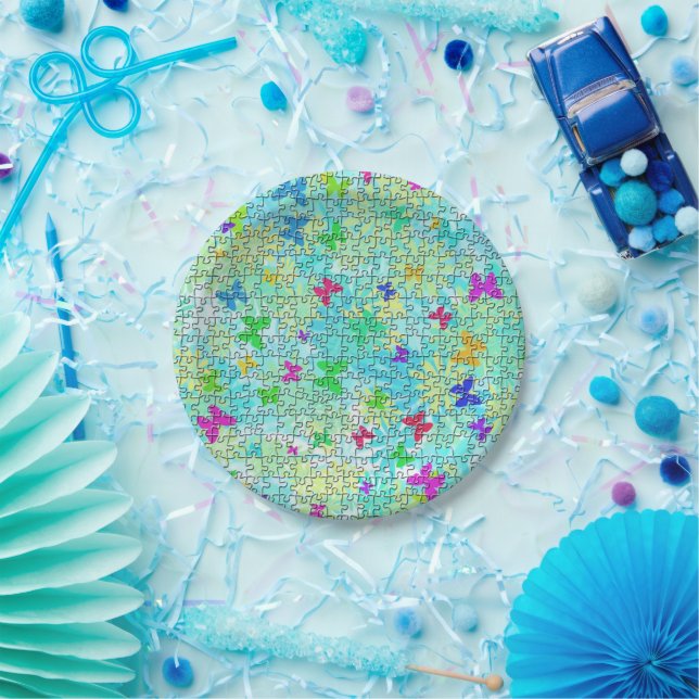 Puzzle Butterflies and Daisies-Colourful by STaylo Paper Plate (Party)