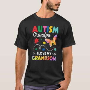Puzzle Butterfly Autism Grandpa I Love My Grandson T-Shirt