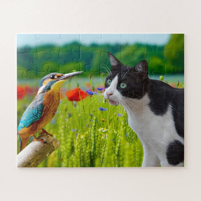 Puzzle-Cat & Bird Jigsaw Puzzle (Horizontal)
