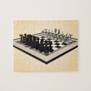 Puzzle: Chessboard and Chess Pieces Jigsaw Puzzle