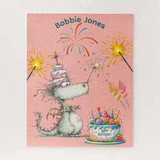 PUZZLE: CHILDREN Personalised Cute Dragon Birthday Jigsaw Puzzle