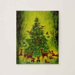 Puzzle, Christmas Gathering Around a Tree Jigsaw Puzzle