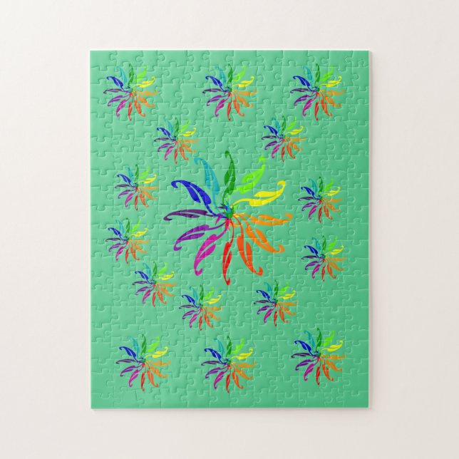 Puzzle - Colour Wheels on Green (Vertical)