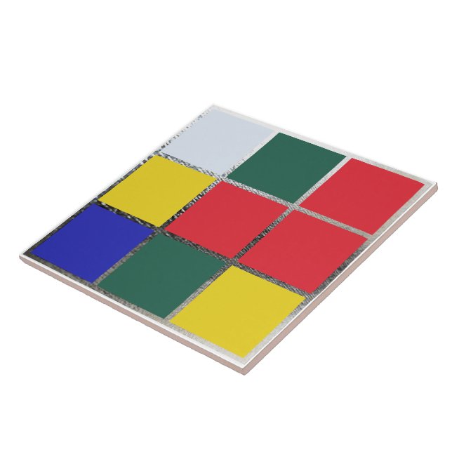 Puzzle Cube Gamer Primary Colours Colourful Red Bl Tile (Side)