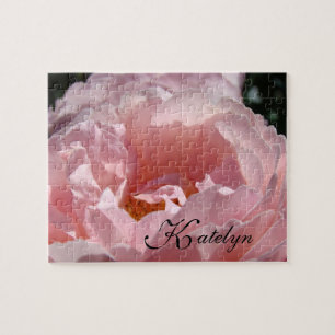 Puzzle custom Your Name Pink Rose Flower gifts