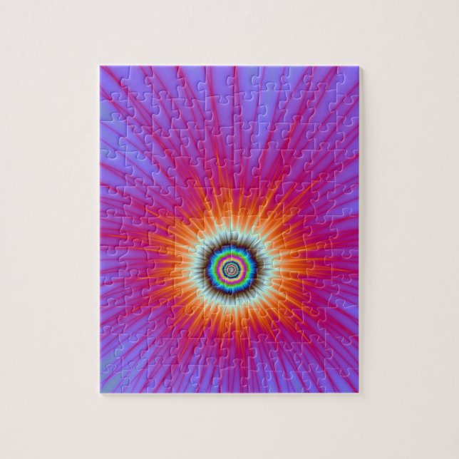Puzzle  Explosion in Pink Blue and Red (Vertical)
