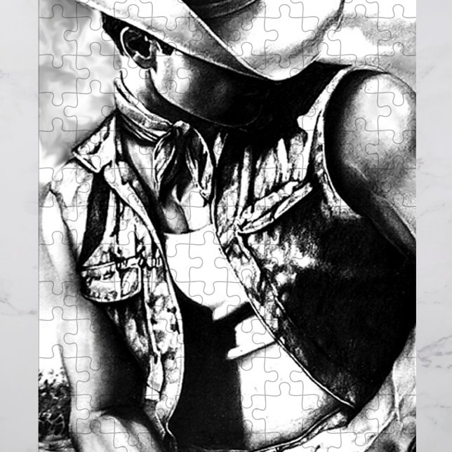 PUZZLE FOR MEN 11x14 COWBOY in Beautiful Gift Box (Lots of fun to assemble on those cold winter nights.)