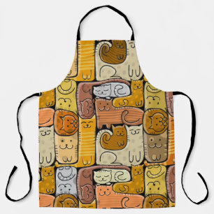 Puzzle Funny Cats House Seamless Apron