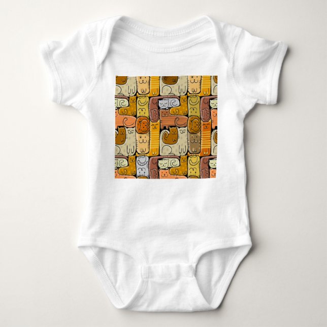 Puzzle Funny Cats House Seamless Baby Bodysuit (Front)