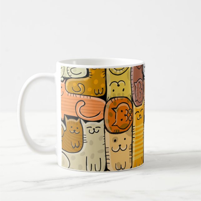 Puzzle Funny Cats House Seamless Coffee Mug (Left)