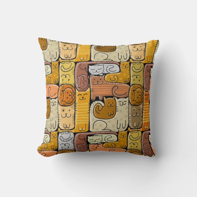 Puzzle Funny Cats House Seamless Cushion (Front)