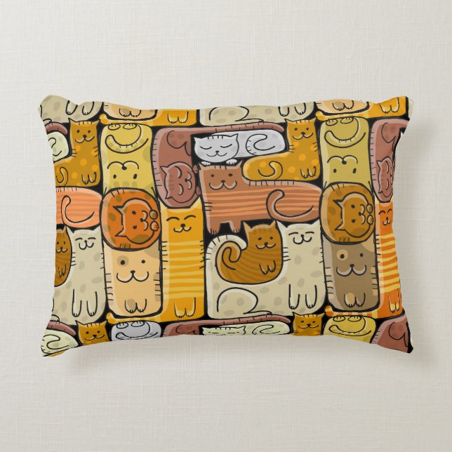 Puzzle Funny Cats House Seamless Decorative Cushion (Front)