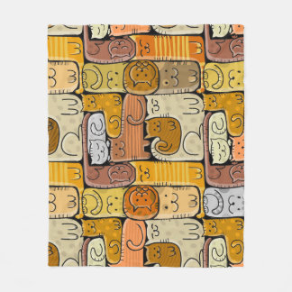 Puzzle Funny Cats House Seamless Fleece Blanket
