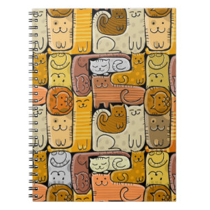 Puzzle Funny Cats House Seamless Notebook
