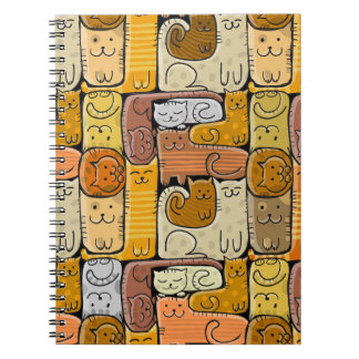 Puzzle Funny Cats House Seamless Notebook