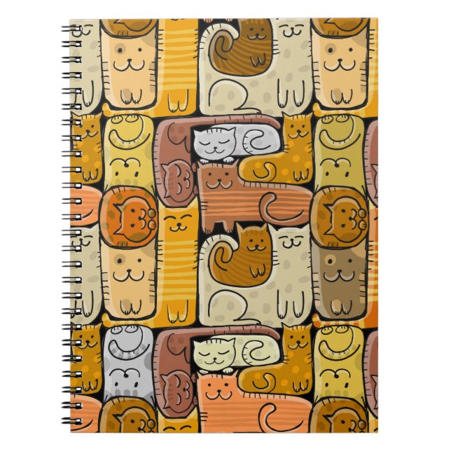 Puzzle Funny Cats House Seamless Notebook (Front)