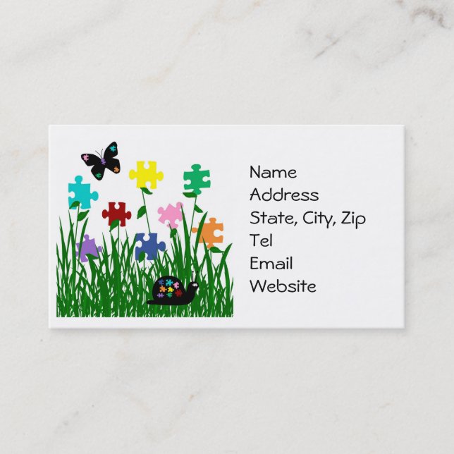 Puzzle garden with insects  business cards (Front)