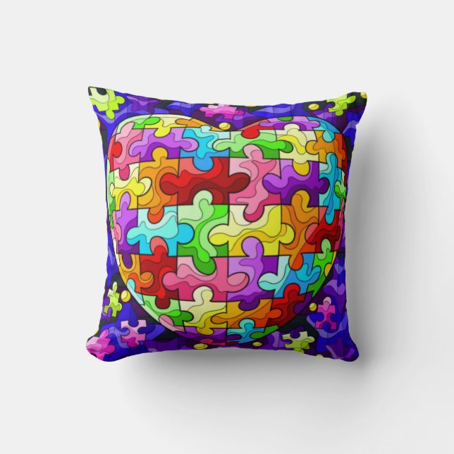 Puzzle hart cushion (Front)