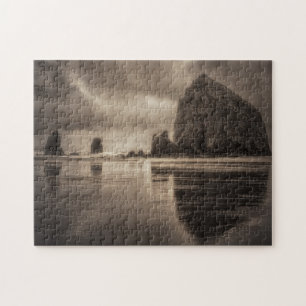 Puzzle: Haystack Rock And Needles Toned Jigsaw Puzzle