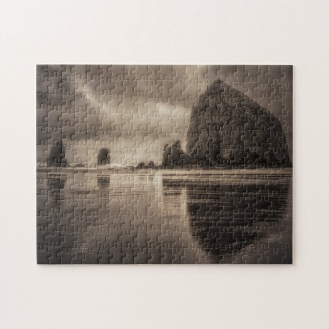 Puzzle: Haystack Rock And Needles Toned Jigsaw Puzzle (Horizontal)
