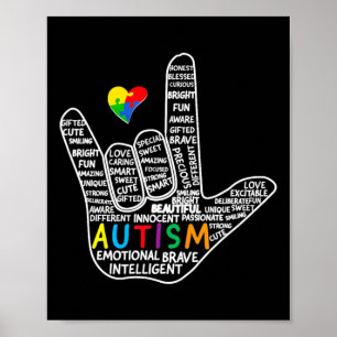 Puzzle Heart ASL Love Sign Language hand Autism Aw