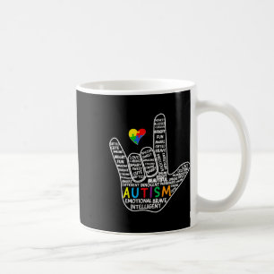 Puzzle Heart Asl Love Sign Language Hand Autism Aw Coffee Mug