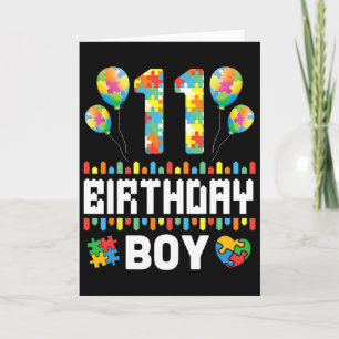 Puzzle Heart Balloons Happy Birthday Autism 11 Yea Card