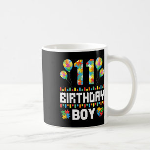 Puzzle Heart Balloons Happy Birthday Autism 11 Yea Coffee Mug
