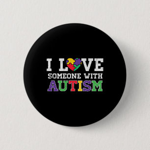 Puzzle Heart I Love Someone With Autism Awareness 6 Cm Round Badge