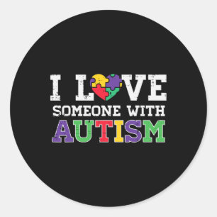 Puzzle Heart I Love Someone With Autism Awareness  Classic Round Sticker