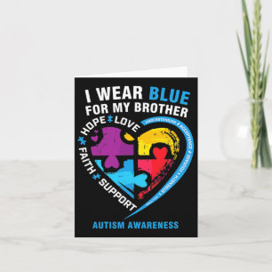 Puzzle Heart I Wear Blue For My Brother Autism Awa Card