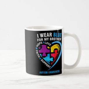 Puzzle Heart I Wear Blue For My Brother Autism Awa Coffee Mug