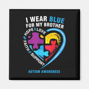 Puzzle Heart I Wear Blue For My Brother Autism Awa Magnet