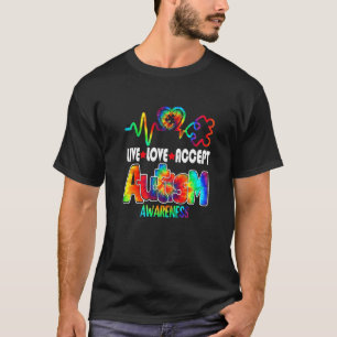 Puzzle Heart Live Love Accept World Autism Awarene T-Shirt