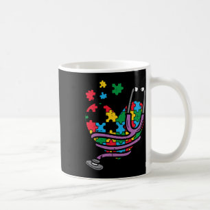 Puzzle Heart Stethoscope Autism Awareness Nursing Coffee Mug
