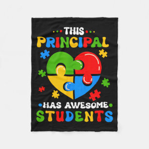 Puzzle Heart This Principal Has Awesome Students Fleece Blanket