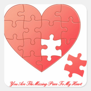 Puzzle Heart with Missing Piece Square Sticker
