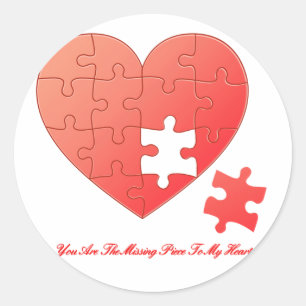 Puzzle Heart with Piece and Quote Classic Round Sticker