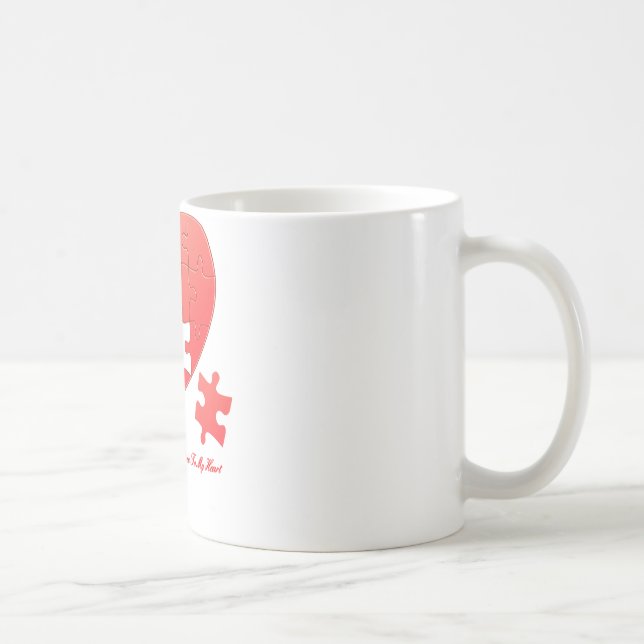 Puzzle Heart with Piece and Quote Coffee Mug (Right)