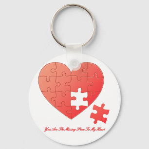 Puzzle Heart with Piece and Quote Key Ring