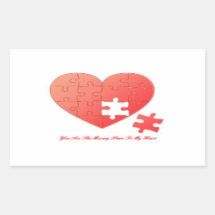 Puzzle Heart with Piece and Quote Rectangular Sticker
