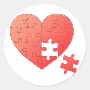 Puzzle Heart with Piece Classic Round Sticker