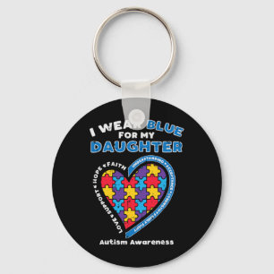 Puzzle I Wear Blue Daughter Autism Awareness Famil Key Ring