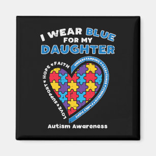 Puzzle I Wear Blue Daughter Autism Awareness Famil Magnet