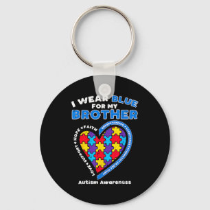 Puzzle I Wear Blue For My Brother Autism Awareness Key Ring