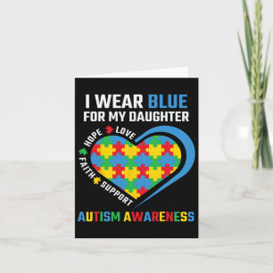 Puzzle I Wear Blue For My Daughter Autism Awarenes Card