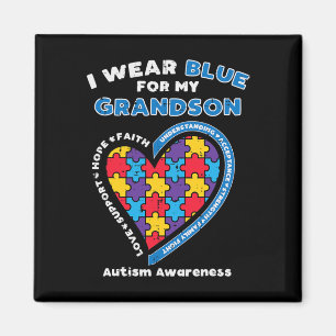 Puzzle I Wear Blue Grandson Autism Awareness Grand Magnet