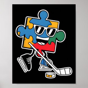 Puzzle Ice Hockey Autism Awareness Sports Boys Kid Poster